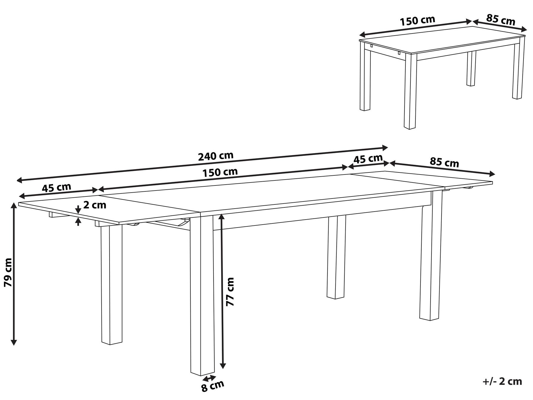 Praktischer Esszimmertisch Eichenholz mit 2 Verlängerungsstücken