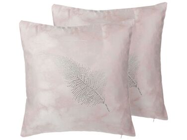 Conjunto de 2 almofadas decorativas rosa 45 x 45 cm SILENE