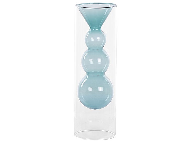 Vase transparent glas turkis 26 cm KALOCHI_838040