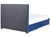 Łóżko z szufladami welurowe 160 x 200 cm niebieskie LIEVIN_821235