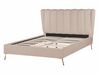 Velvet EU Double Size Bed with USB Port Taupe MIRIBEL_870567