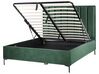 Sametová souprava nábytku postel 160 x 200 cm +2 noční stolky tmavě zelená SEZANNE_892538