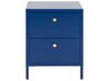 Table de chevet avec 2 tiroirs en métal bleu marine KYLEA_826247