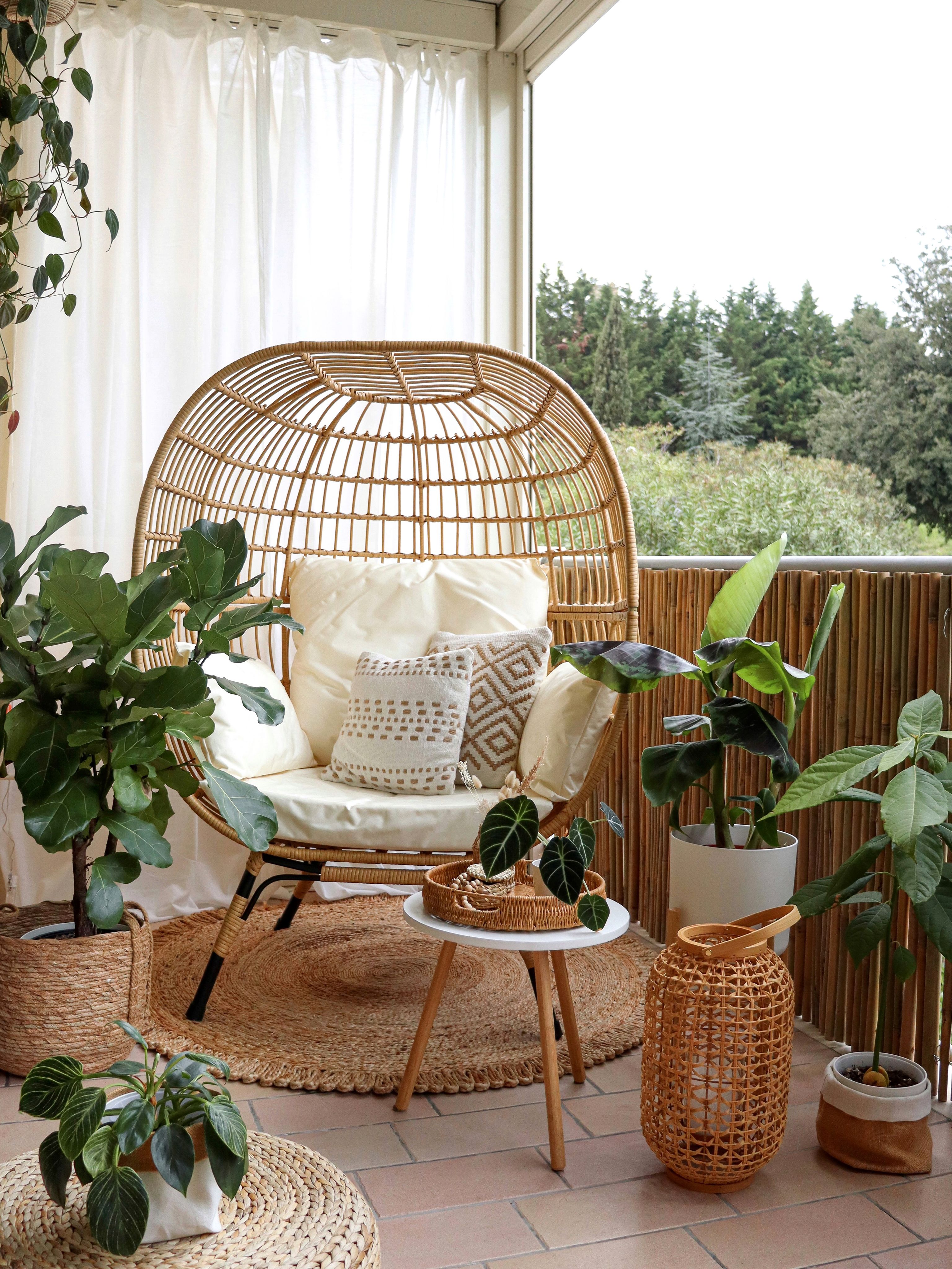 Beliani Poltrona da giardino en Rattan Boho DOLCEDO Beliani Poltrona da giardino en Rattan Boho DOLCEDO