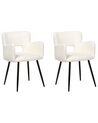 Set of 2 Boucle Dining Chairs White SANILAC_887238