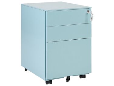 Kovová úložná skříňka se 3 zásuvkami světle modrá CAMI