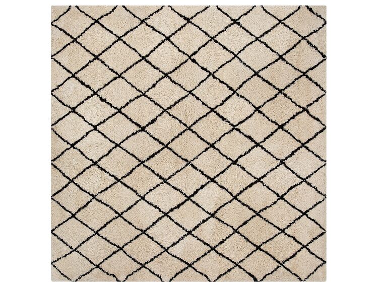 Teppich beige / schwarz 200 x 200 cm geometrisches Muster Kurzflor MIDYAT _757730