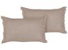 Set of 2 Linen Cushions 30 x 45 cm Light Brown SASSAFRAS_906680