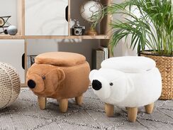 Eläinjakkara kangas säilytystila valkoinen 69 x 30 cm BEAR Eläinjakkara kangas säilytystila valkoinen 69 x 30 cm BEAR