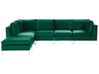 Right Hand 5 Seater Modular Velvet Corner Sofa with Ottoman Green EVJA_789775