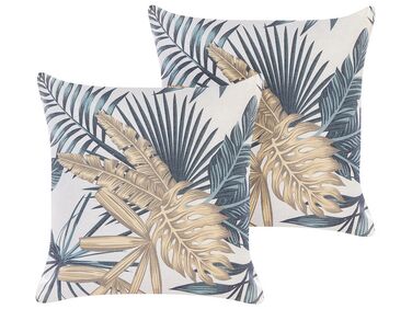 Set of 2 Cushions Leaf Pattern 45 x 45 cm Multicolour TAGETES