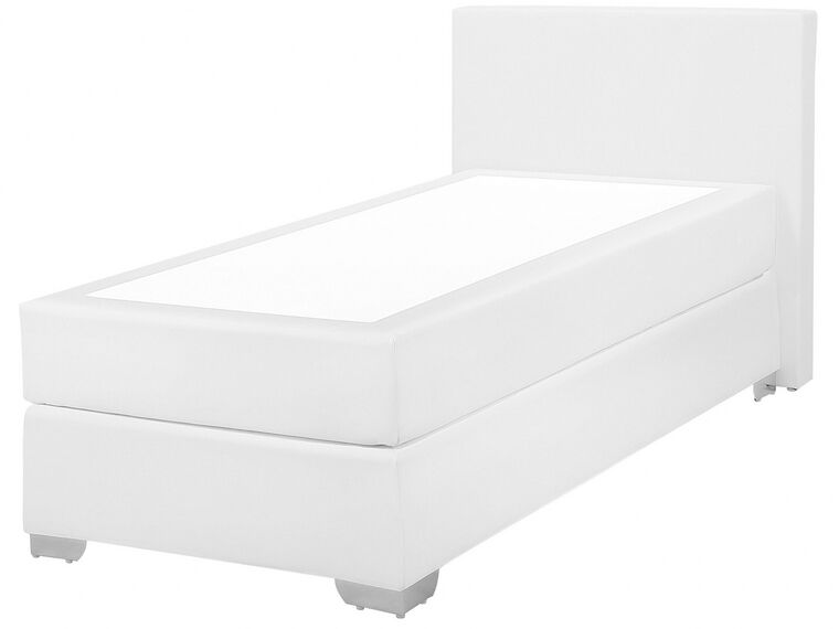 Kontinentálna posteľ z umelej kože 90 x 200 cm biela PRESIDENT_734717