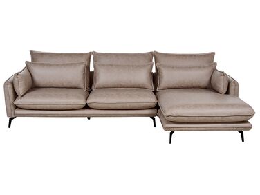 Canapé d'angle côté gauche en cuir PU brun clair GALLO