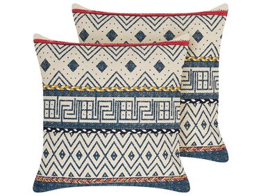 Set of 2 Cotton Cushions Geometric Pattern 50 x 50 cm Multicolour SOUK