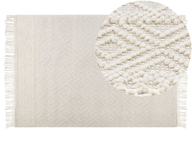 Teppich Wolle beige 160 x 230 cm geometrisches Muster DARENDE_855587
