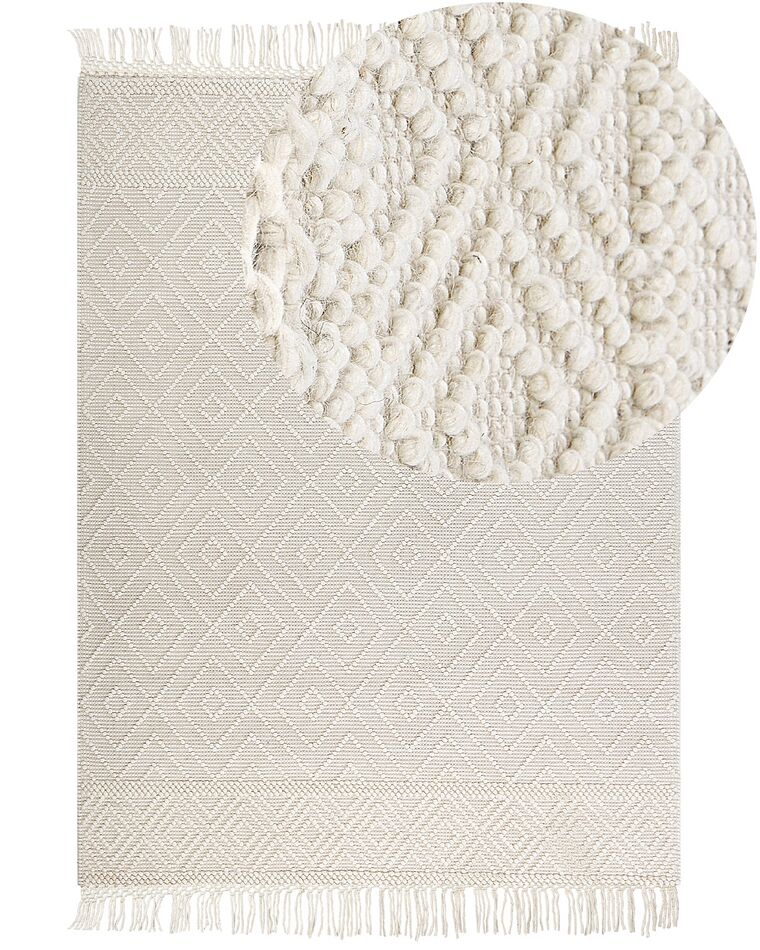 Teppich Wolle beige 160 x 230 cm geometrisches Muster DARENDE_855587
