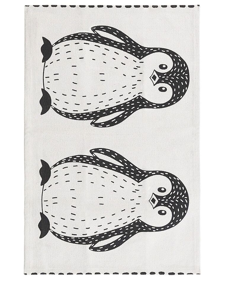 Kinderteppich Baumwolle weiß / schwarz 60 x 90 cm Pinguin-Muster HAJDARABAD_790905
