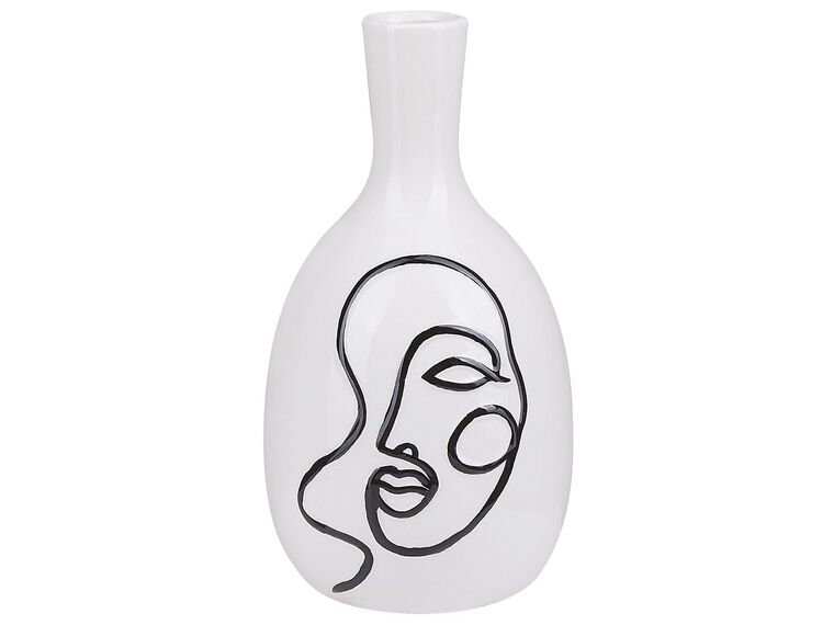 Vaso de cerâmica grés branca 23 cm AKRAI_810645