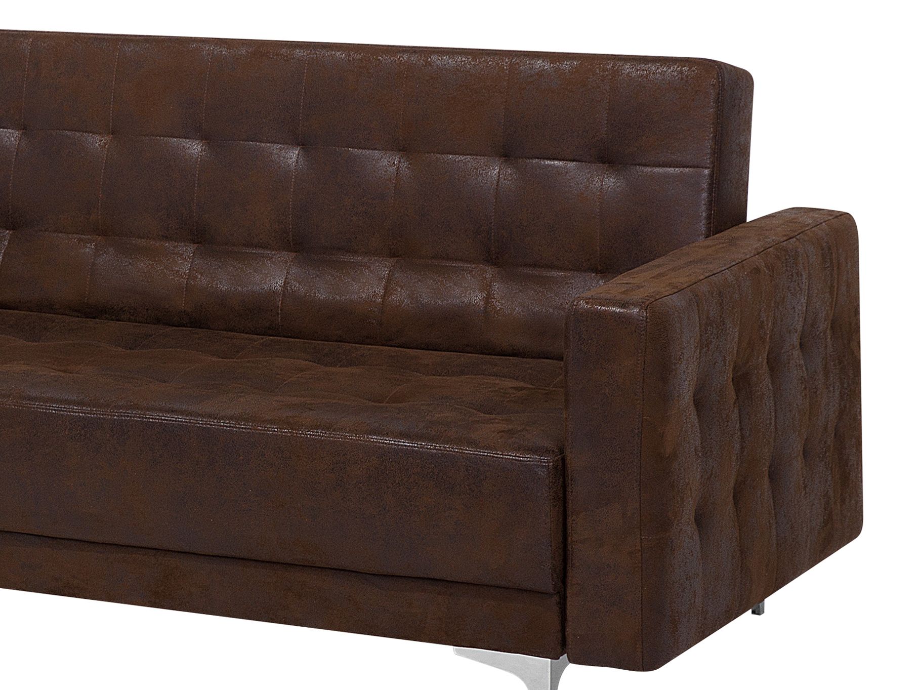 Right Hand Faux Leather Corner Sofa Brown ABERDEEN Beliani.co.uk