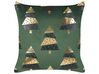 Conjunto de 2 almofadas decorativas com padrão natalício em veludo verde 45 x 45 cm GOLDSPRUCE_879398