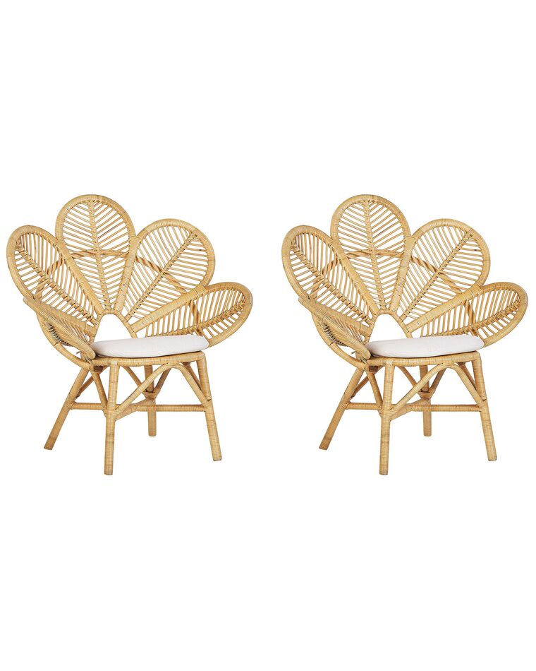 Conjunto de 2 cadeiras pavão em rattan cor natural FLORENTINE_793680