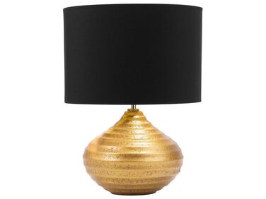 Tischlampe gold 42 cm Trommelform KUBAN
