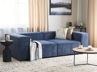 2-seters modulær sofa kordfløyel Blå APRICA