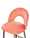Set of 2 Velvet Bar Chairs Coral Red FALTON_795841