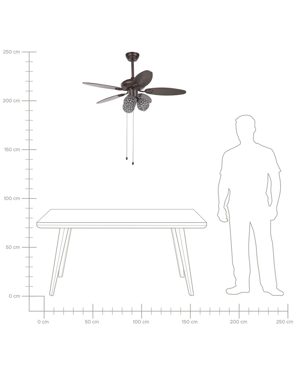 Lampadario con Ventilatore Marrone HEILONG 