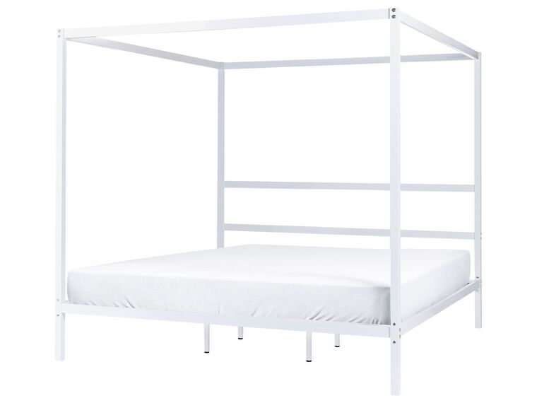 Metal EU Super King Size Canopy Bed White LESTARDS _863435