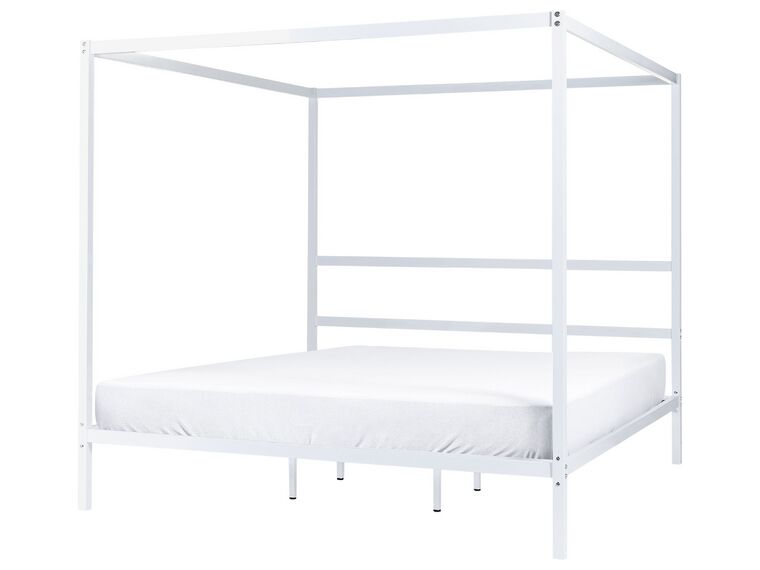 Metal EU Super King Size Canopy Bed White LESTARDS Beliani.co.uk