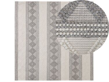 Tapis en laine beige clair et gris 200 x 200 cm BOZOVA