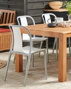 Puutarhatuoli muovi valkoinen/harmaa 2 kpl SPEZIA Puutarhatuoli muovi valkoinen/harmaa 2 kpl SPEZIA