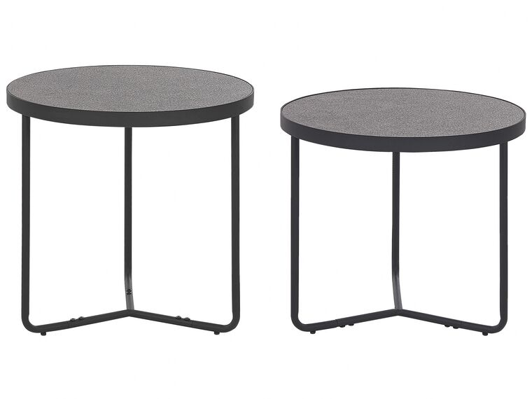 Set of 2 Coffee Tables Concrete Effect with Black MELODY Small and Medium_822517