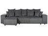 Canapé-lit d'angle à droite avec rangement en velours côtelé gris foncé LUSPA_898723