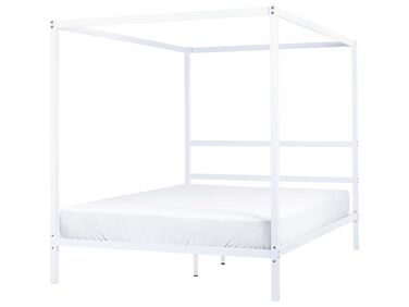 Kovová posteľ s baldachýnom 160 x 200 cm biela LESTARDS