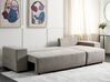 Canapé-lit d'angle à gauche avec rangement en tissu taupe LUSPA_900948