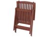 Set de terrasse table et 2 chaises en bois foncé coussins blanc cassé TOSCANA_804074