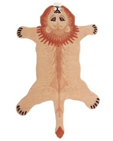 Tapete para crianças em lã creme impressão de leão 100 x 160 cm MUFASA
