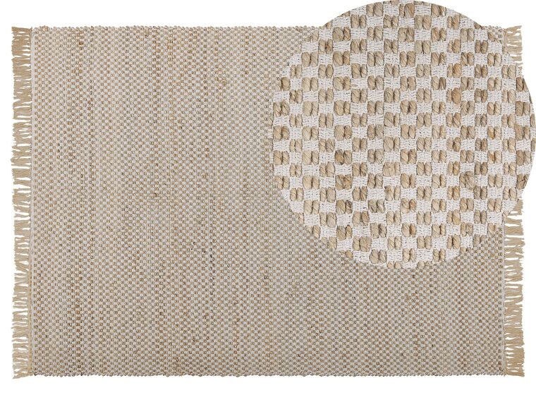 Teppich beige 140 x 200 cm kariertes Muster Kurzflor zweiseitig ZERDALI_807260