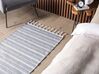 Outdoor Teppich hellgrau / weiß 80 x 150 cm Streifenmuster Kurzflor BADEMLI_846548