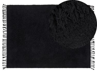 Cotton Shaggy Area Rug 140 x 200 cm Black BITLIS