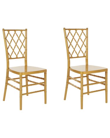 Set of 2 Dining Chairs Gold CLARION