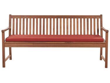 Certified Acacia Wood Garden Bench 180 cm with Red Cushion VIVARA