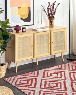 Бавовняний волохатий килим 160 x 230 см, білий з червоним HASKOY