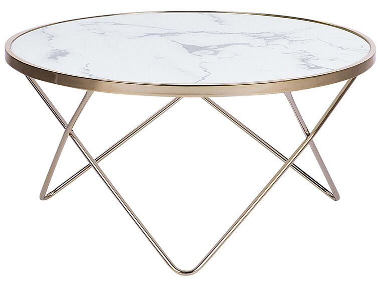 Konferenční stolek s mramorovým efektem bílý/zlatý MERIDIAN II_758954