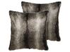 Set of 2 Faux Fur Cushions 45 x 45 cm Black and White RUBRUM _822157