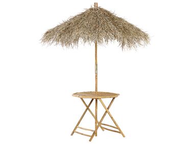 Stolik ogrodowy bambusowy z parasolem MOLISE