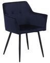 Conjunto de 2 sillas de comedor de terciopelo azul oscuro/negro JASMIN_710917