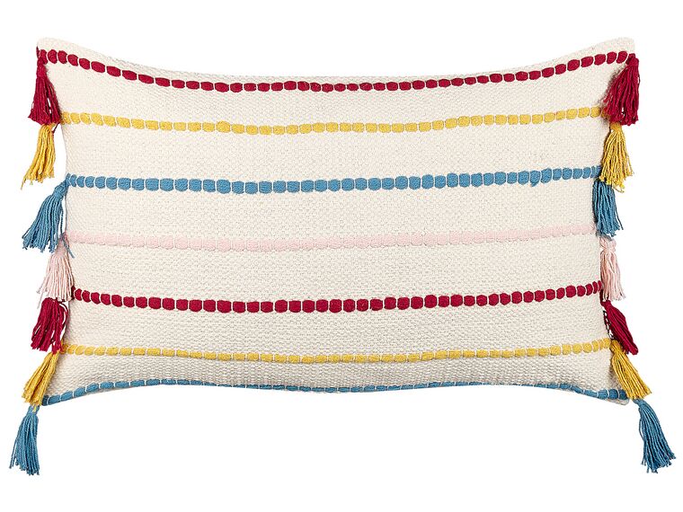 Cotton Cushion Striped Pattern with Tassels 40 x 60 cm Multicolour AGAVE_840386